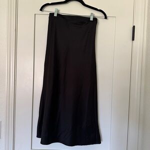 Olivaceous Black Satin Maxi Skirt